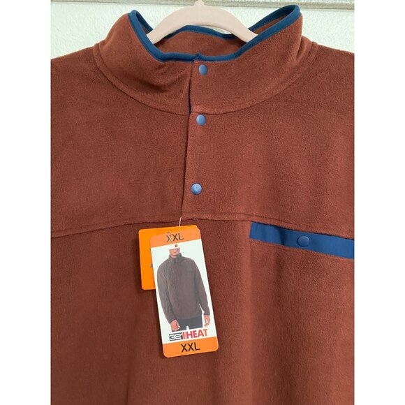 32 Heat Men Quarter Snap Fleece Pull Over Sweater XXL Red Maroon Mock Neck - Picture 6 of 10